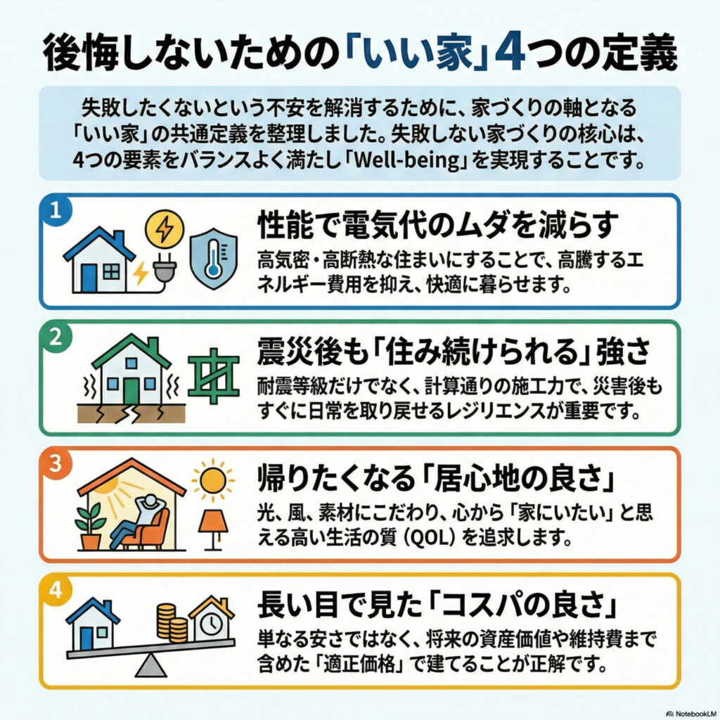後悔しないためのいい家4つの定義