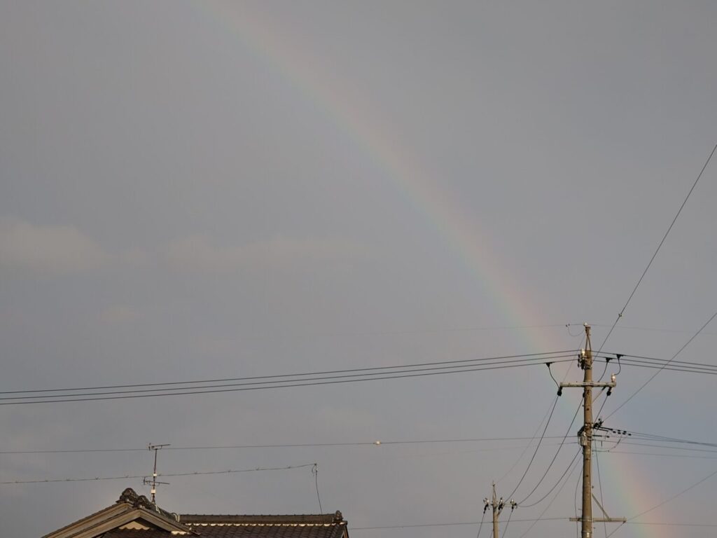 晴れてきて虹が見えました！