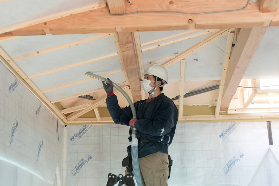 高気密・高断熱住宅のオーパススタイル施工現場