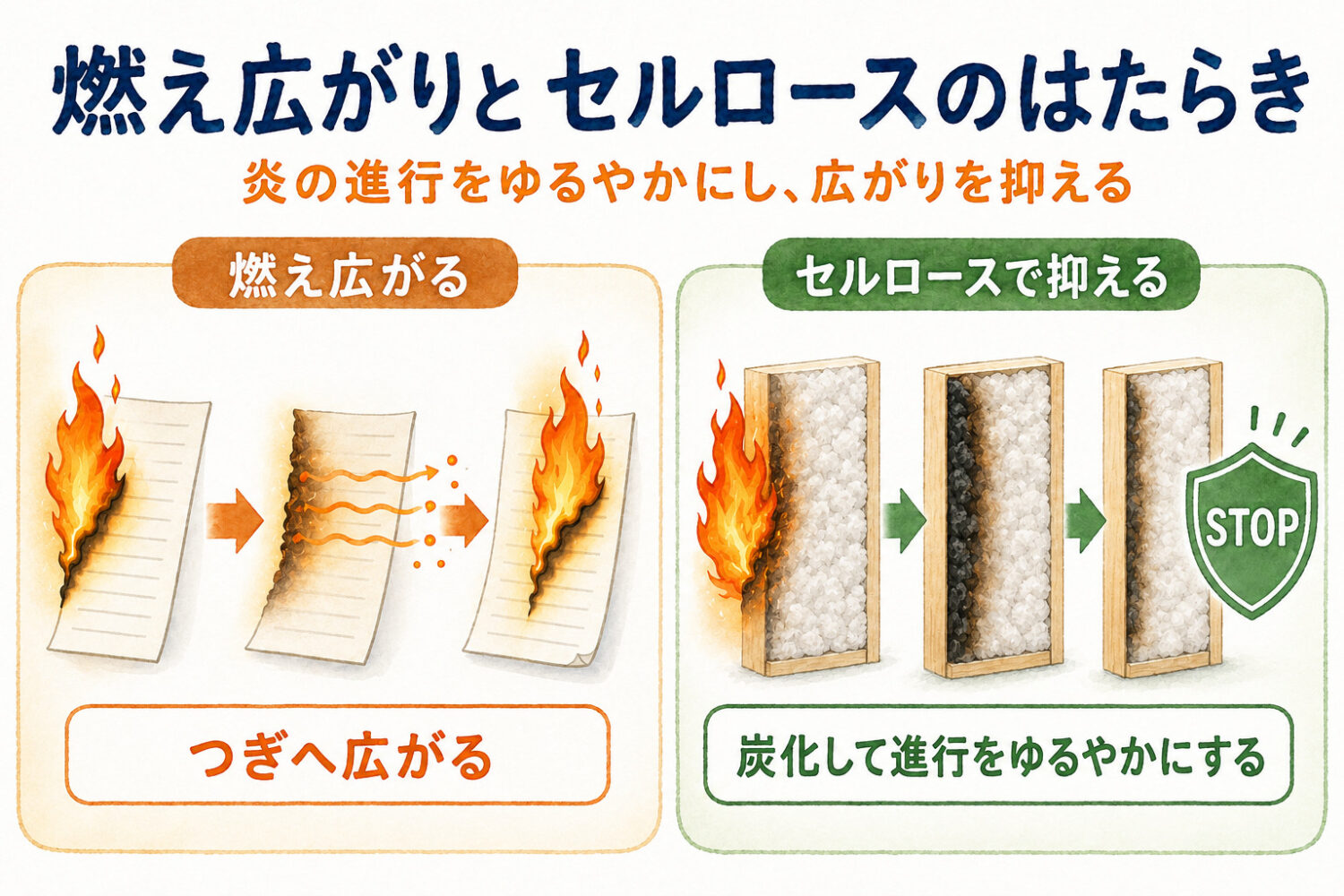 セルロースファイバーの防火性能 燃え広がりの抑える|オーパススタイル