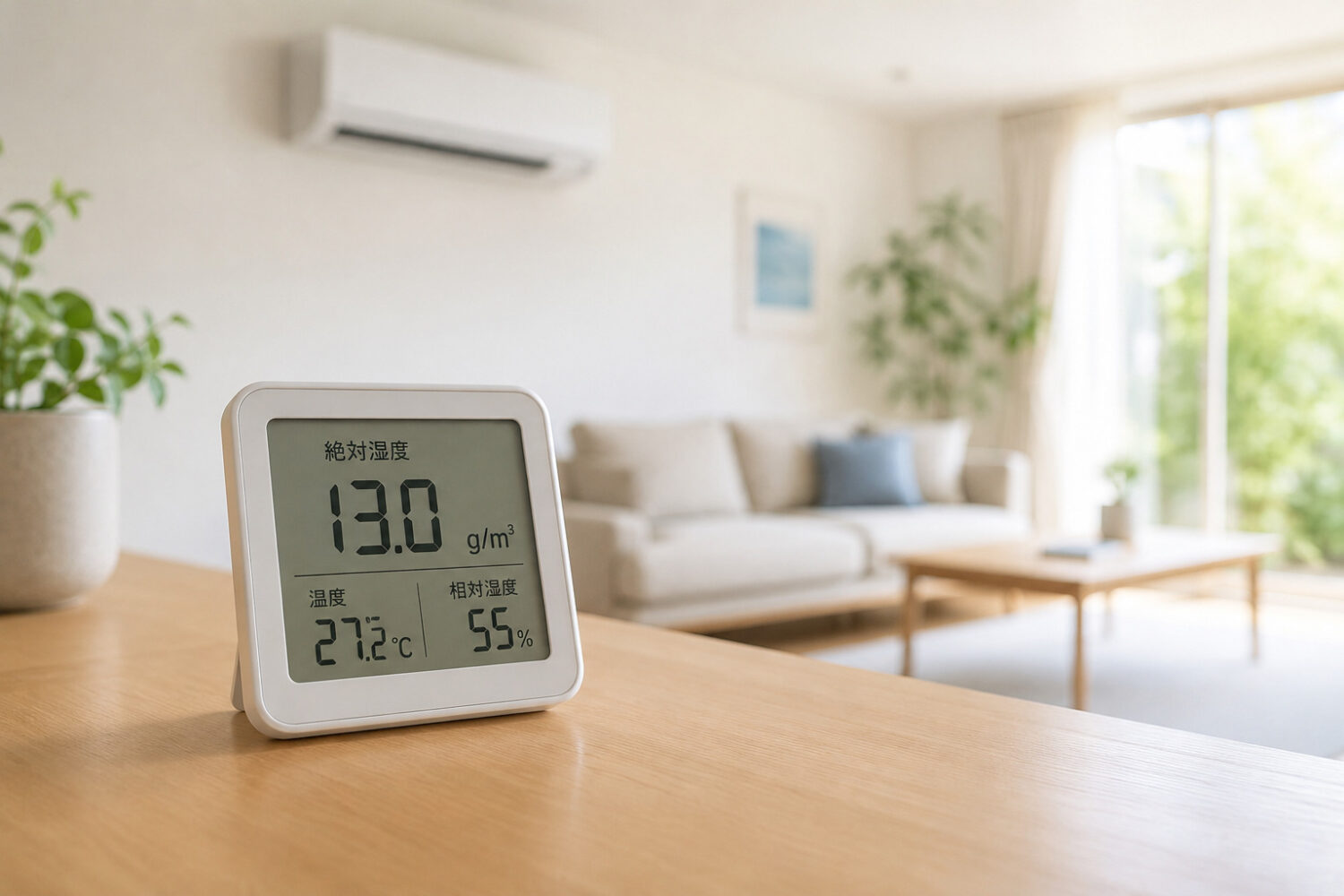 夏の快適さは温度だけではなく、絶対湿度が大切。目指すは13g/m³のイメージ画像